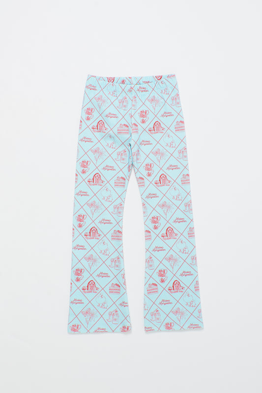 TABLE CLOTH FLARED LEGGING LIGHT  BLUE/ RED 6/7Y