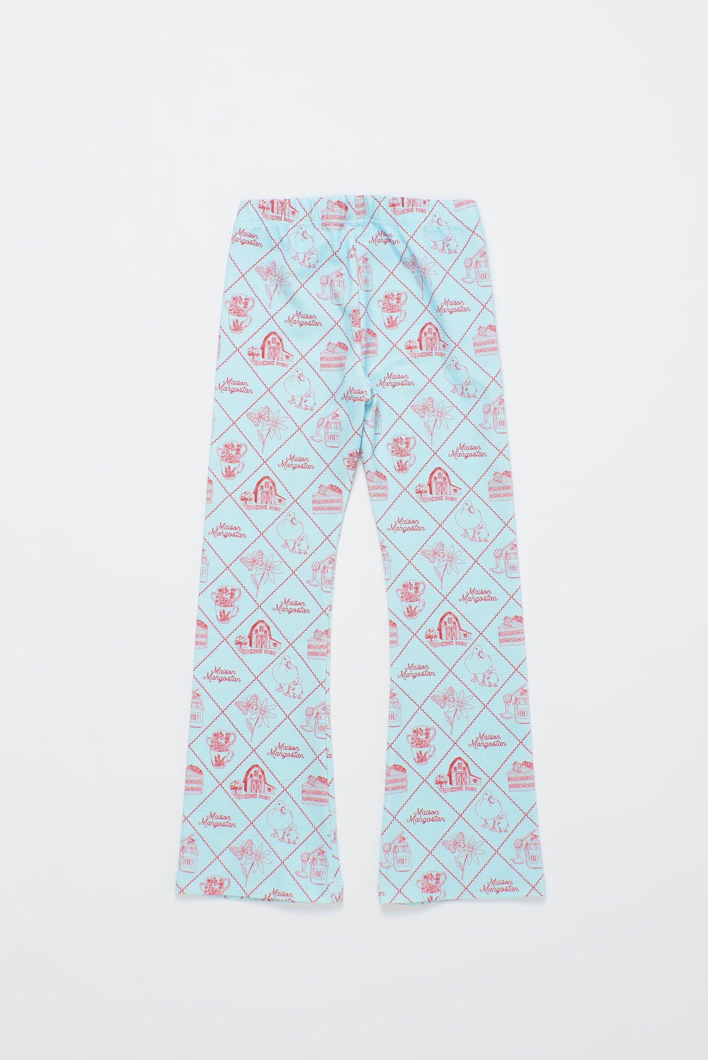 TABLE CLOTH FLARED LEGGING LIGHT BLUE/ RED 6/7Y