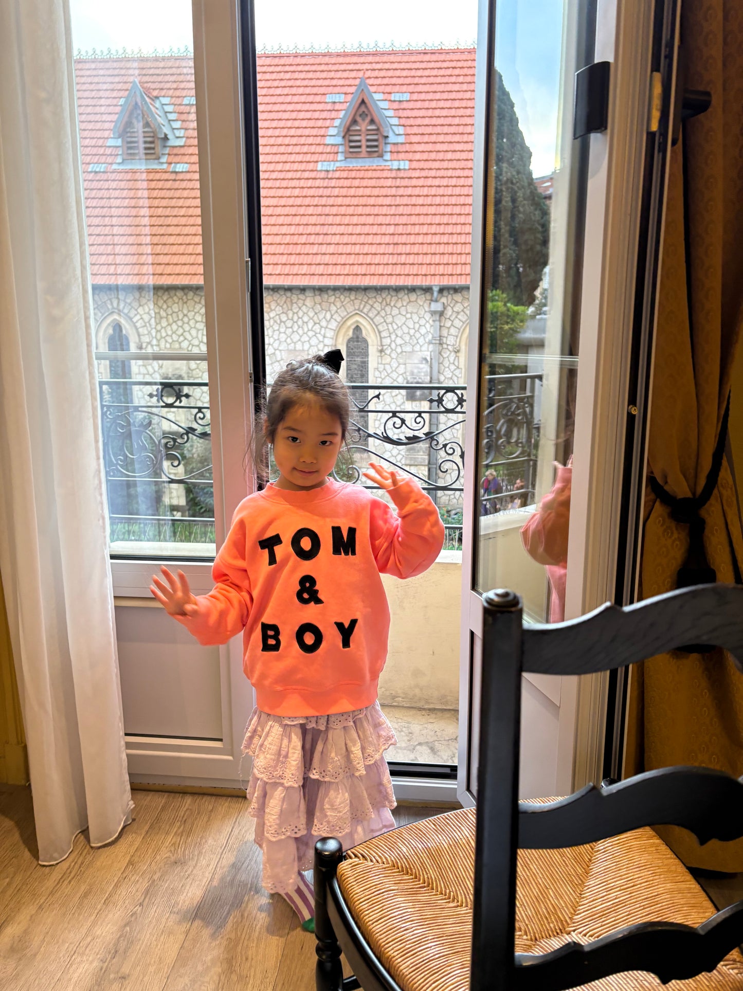 TOM&BOY EMBROIDERED PINK SWEAT SHIRT 4/5Y