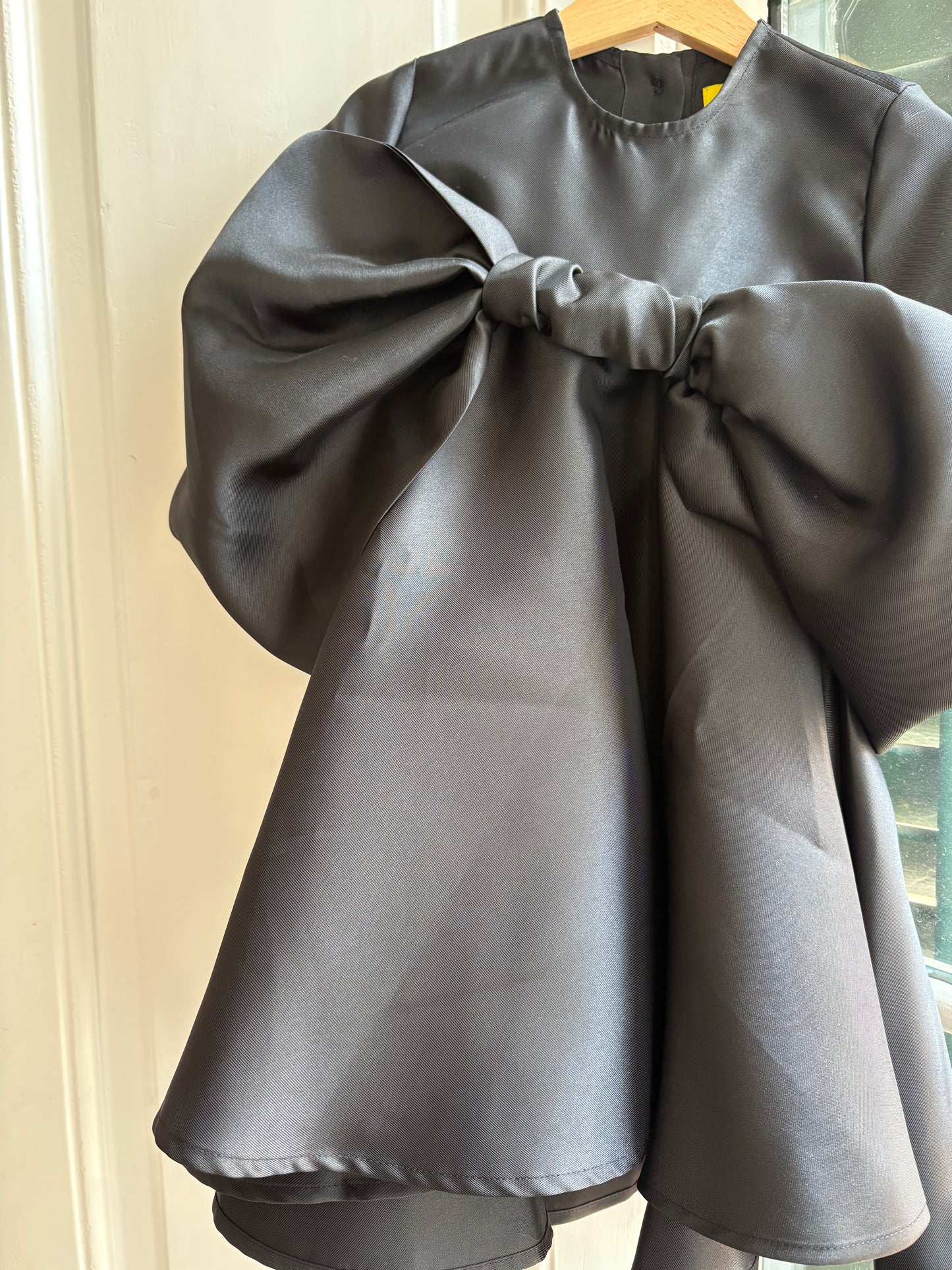 BLACK MIKADO OVERSIZED BOW DRESS 4Y