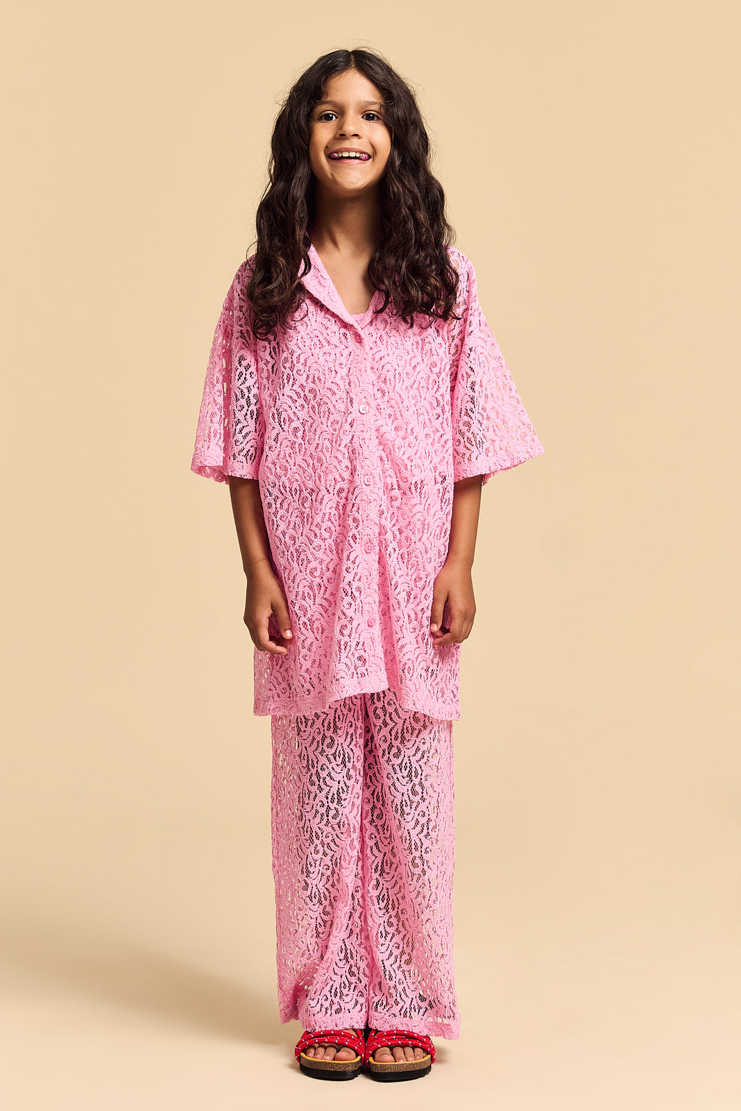 POMMEGRANATE LACE TROUSERS PINK 4/5Y