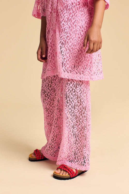 POMMEGRANATE LACE TROUSERS PINK 4/5Y