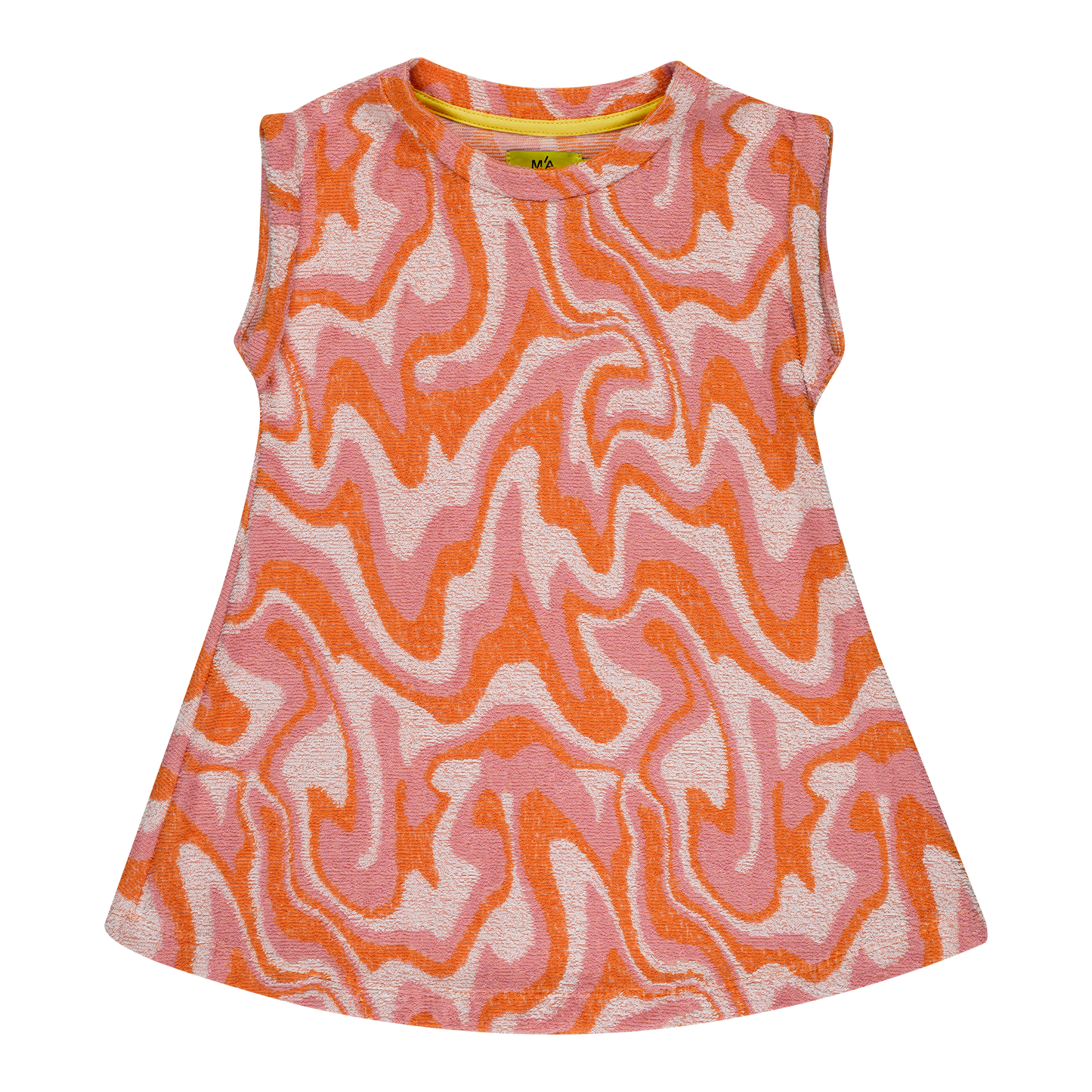 TERRY WAVY PRINT T-SHIRT DRESS 4Y