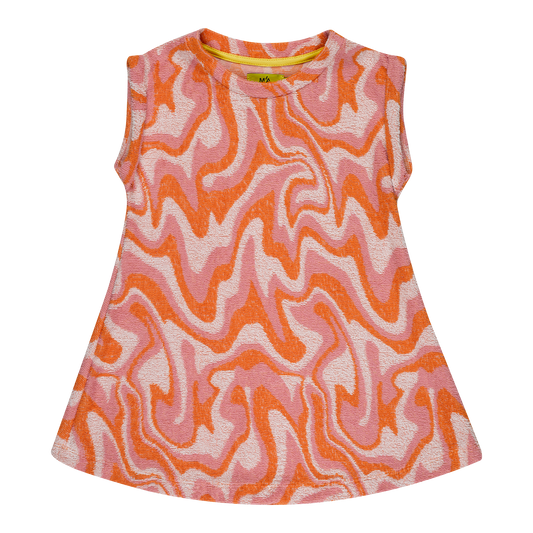 TERRY WAVY PRINT T-SHIRT DRESS 4Y