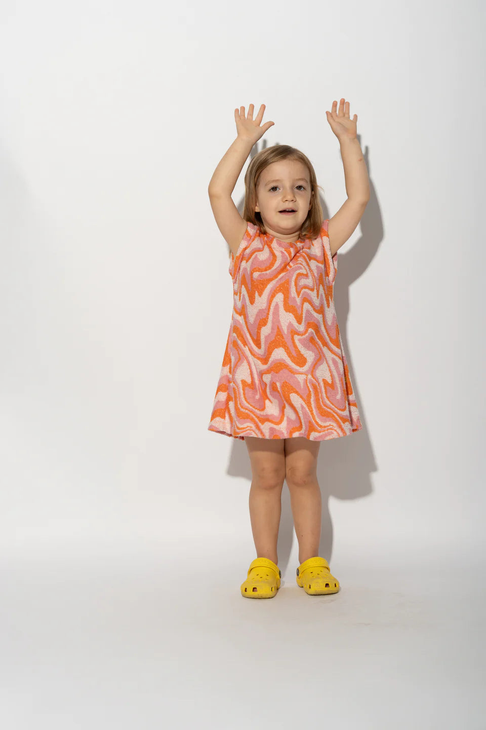 TERRY WAVY PRINT T-SHIRT DRESS 4Y