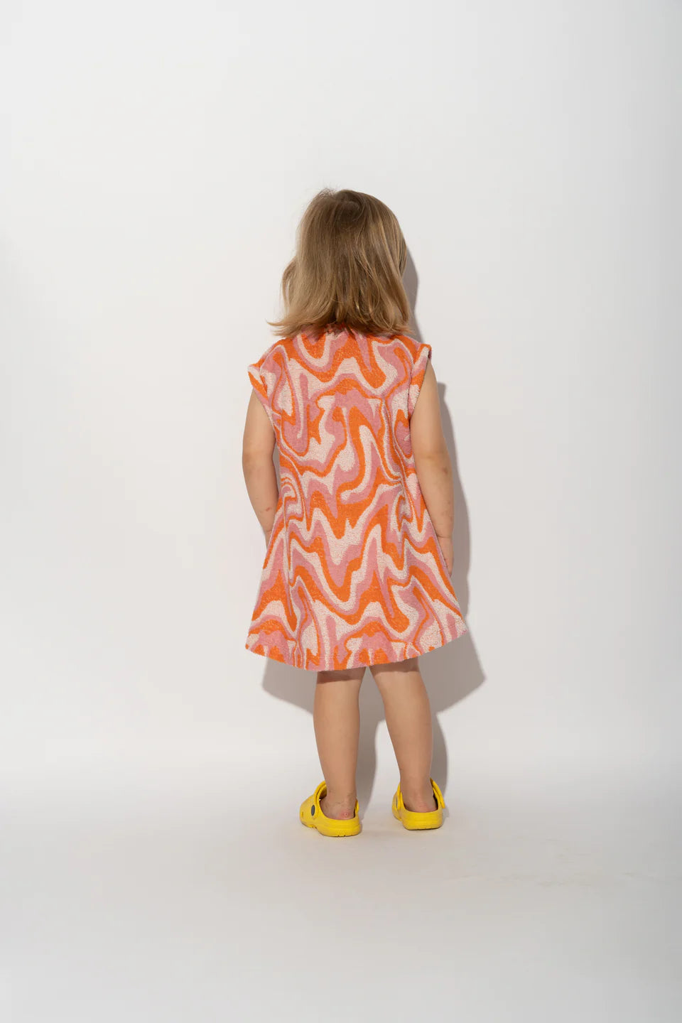 TERRY WAVY PRINT T-SHIRT DRESS 4Y