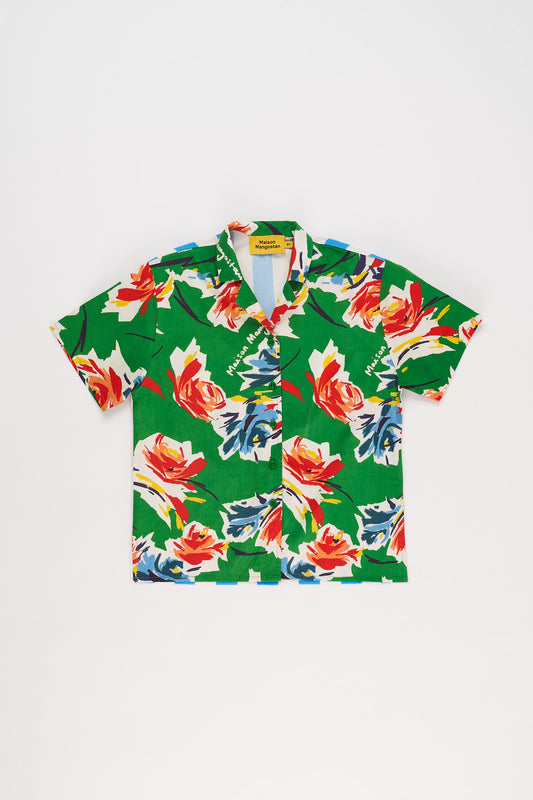 FLOWERS SHIRT GREEN 10Y