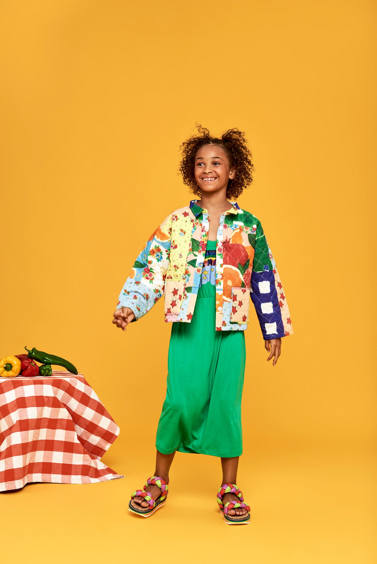 RAINBOW DRESS GREEN 4Y