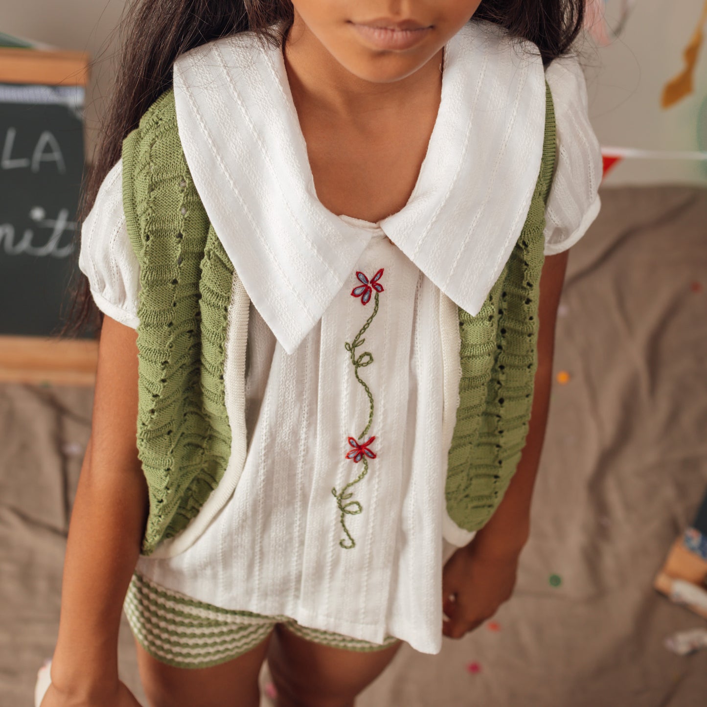 GREEN AND WHITE SHORTS