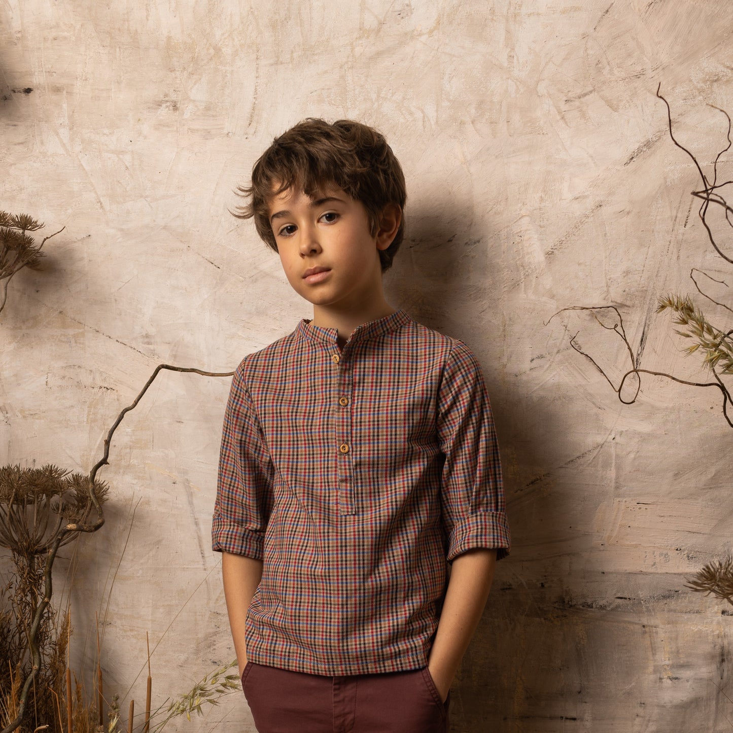 Multicolour plaid polo shirt 4Y