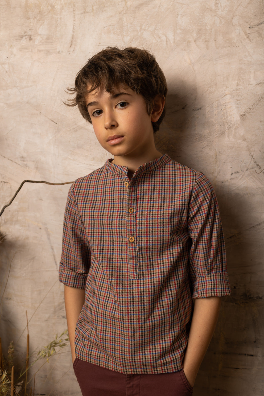 Multicolour plaid polo shirt 4Y
