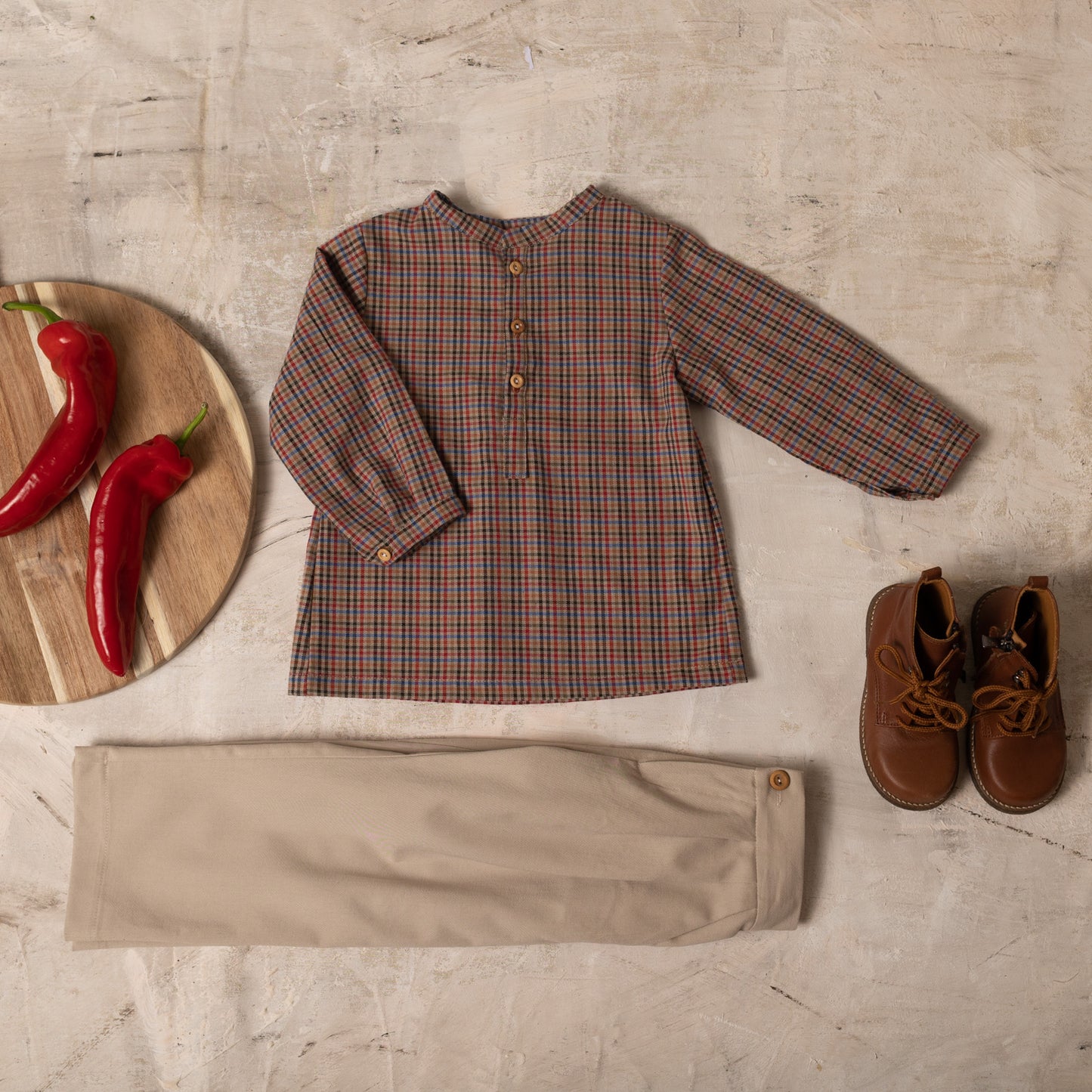 Multicolour plaid polo shirt 4Y