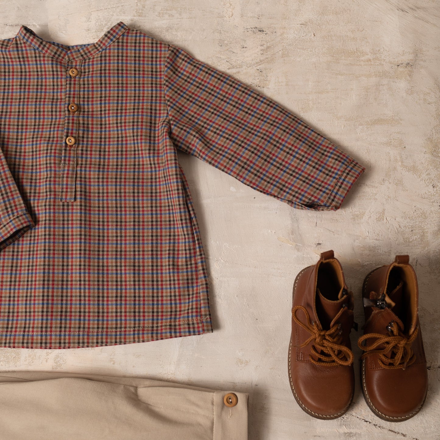 Multicolour plaid polo shirt 4Y