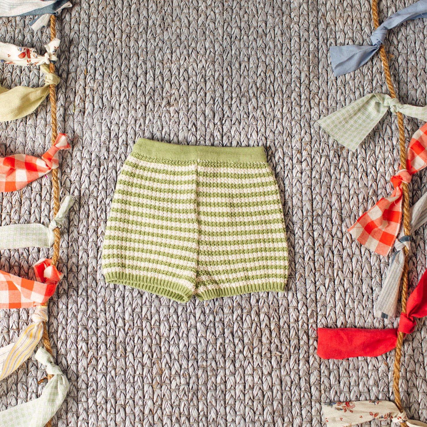 GREEN AND WHITE SHORTS