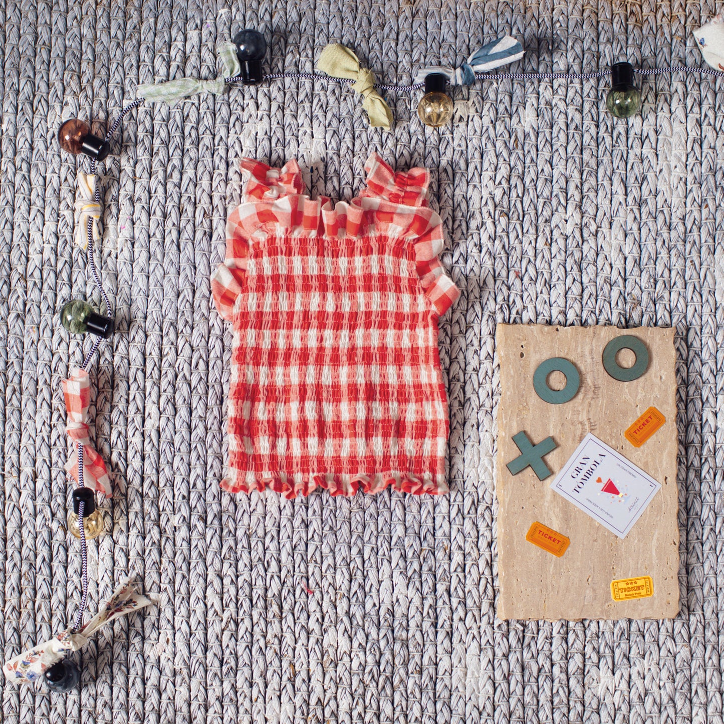 RED RUBBERIZED GINGHAM TOP 4Y