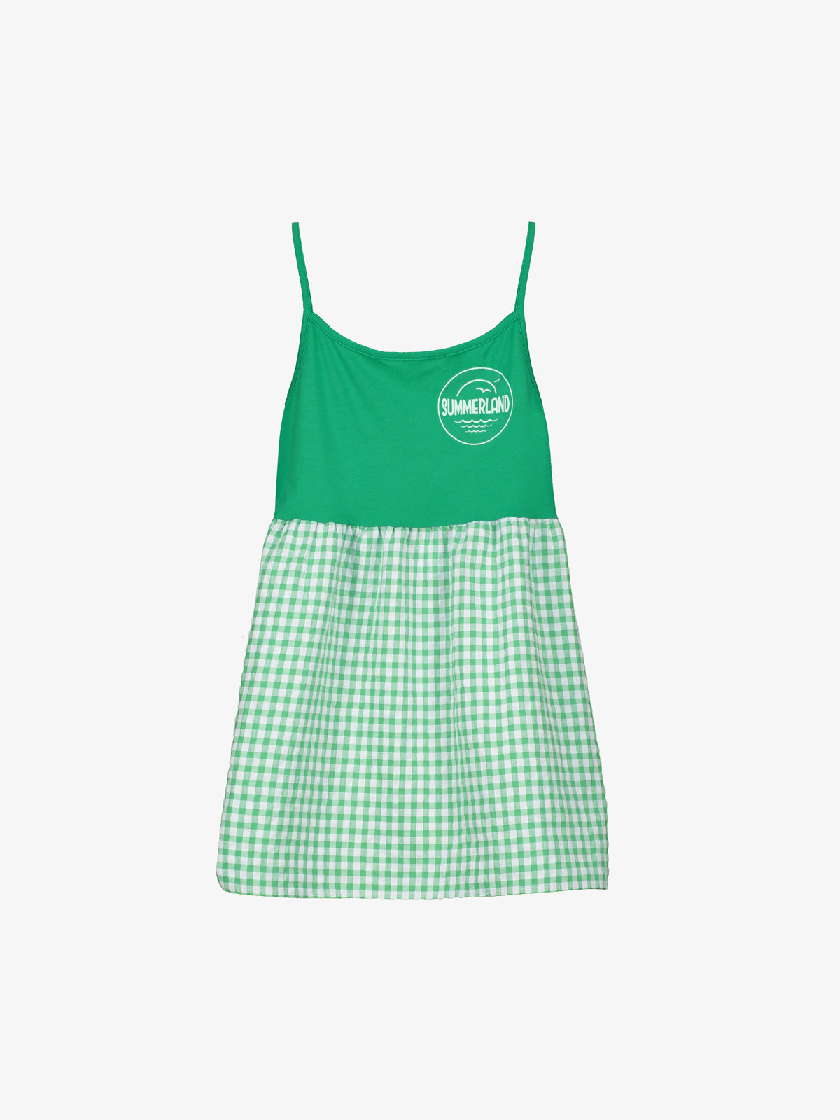GINGHAM SHORT DRESS GREEN