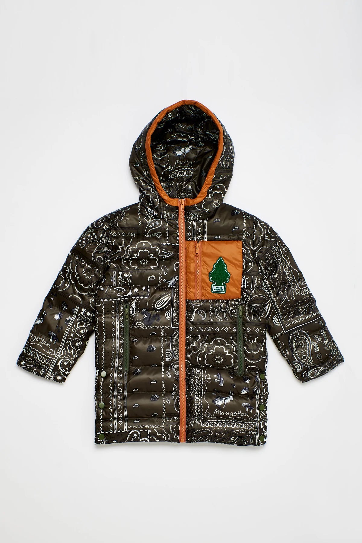 Bandana Padded Parka-Green 4Y