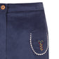 WOMAN COBALT BLUE VELVET EMBROIDERED BELL BOTTOM PANTS