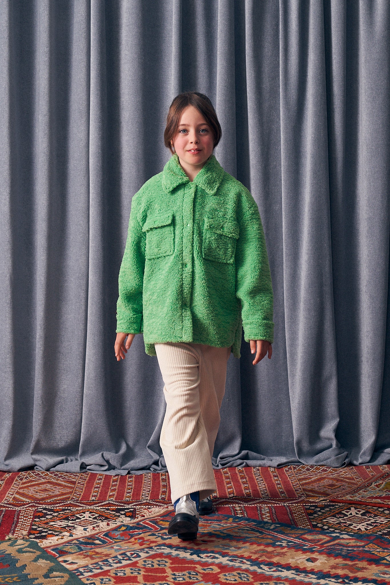 MANGOSTAN GREEN FLUFFY JACKET 10Y