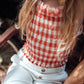 RED RUBBERIZED GINGHAM TOP
