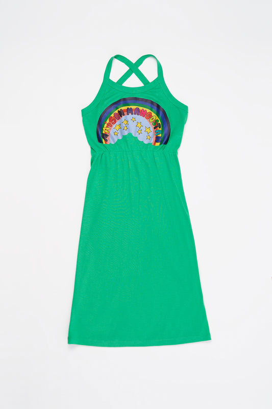 RAINBOW DRESS GREEN 4Y